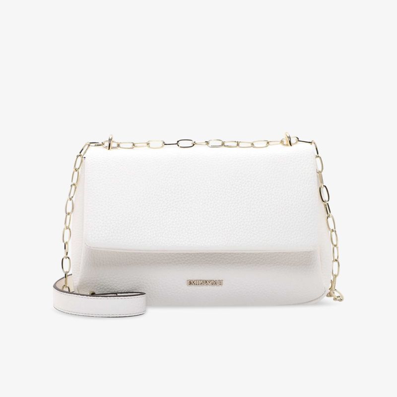 Elegante weiße Handtasche mit goldener Kette, stilvoll und hochwertig für jeden Anlass.