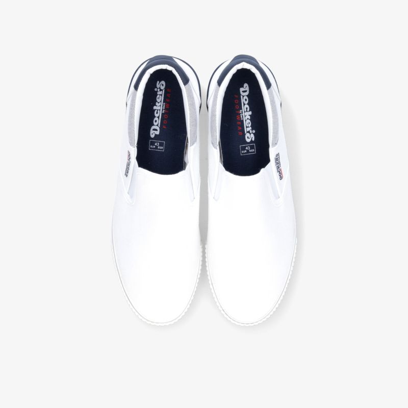 Stylische weiße Slip-On-Schuhe für maximalen Komfort und modernen Look. Perfekt für Alltag und Freizeit.