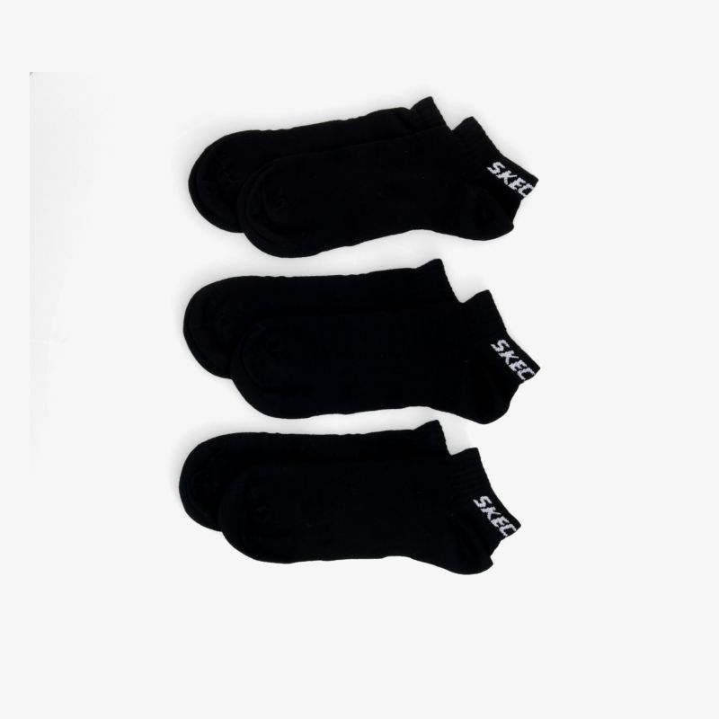 Set aus drei schwarzen niedrig geschnittenen Socken mit sportlichem Design und elastischem Bund.