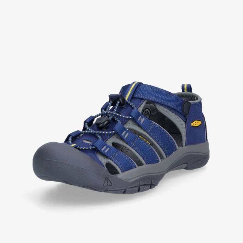 Robuste, wasserfeste Outdoor-Sandale in Blau und Schwarz mit atmungsaktivem Design und schützendem Zehenbereich.