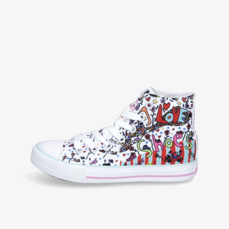 Farbenfroher High-Top Sneaker mit einzigartigem Design und bequemem Tragekomfort.