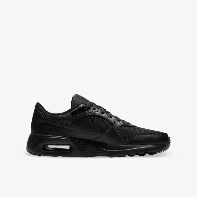 Moderner schwarzer Sneaker in klarer Seitenansicht, atmungsaktiv und mit stoßdämpfender Sohle für Komfort