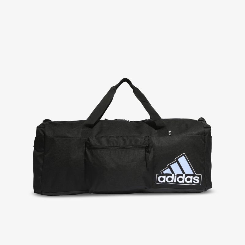 Geräumige schwarze Tasche mit charakteristischem Logo und praktischen Tragegriffen, ideal für Sport und Reisen.