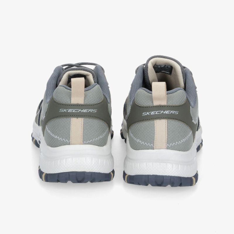 Hochwertige graue Sneaker mit strapazierfähiger Konstruktion und rutschfester Sohle, Rückansicht.