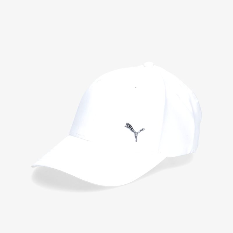 Weiße Baseballcap mit schwarzem Puma Logo, verstellbar und leicht für sportlichen Tragekomfort