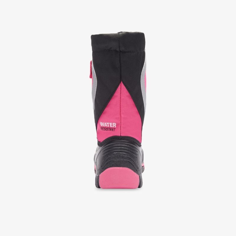 Wasserdichte Winterstiefel in Pink und Schwarz mit rutschfester Sohle für optimalen Halt bei winterlichen Bedingungen.
