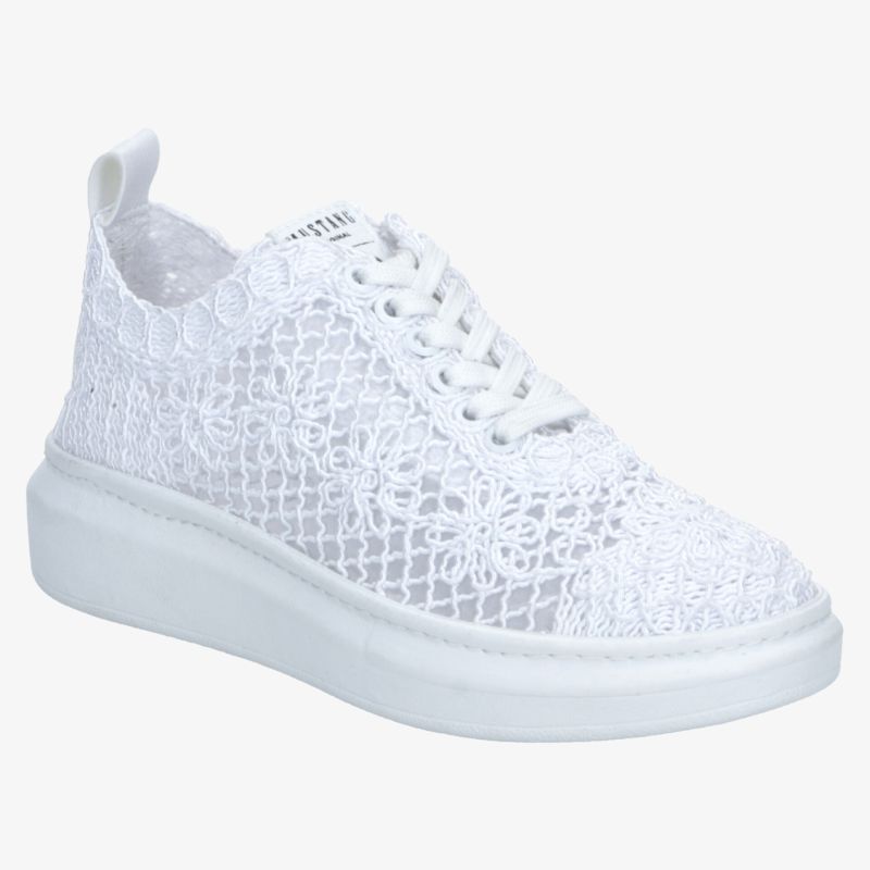 Weißer Sneaker mit atmungsaktivem Material, leichter Komfort und flexibler, dicker Sohle für optimalen Halt