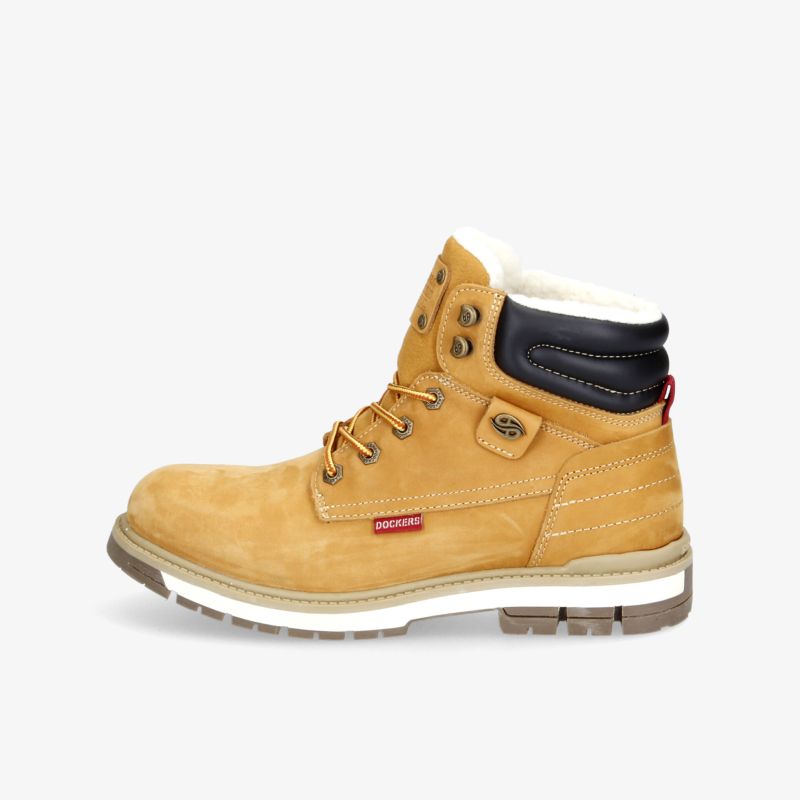 Robuster, wasserdichter Schuh in Braun mit rutschfester Sohle, ideal für Outdoor-Abenteuer und kaltes Wetter.