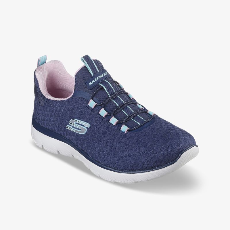 Leichter und flexibler Sportschuh mit elastischer Schnürung und stoßdämpfender Sohle in modernem Blau-Weiß