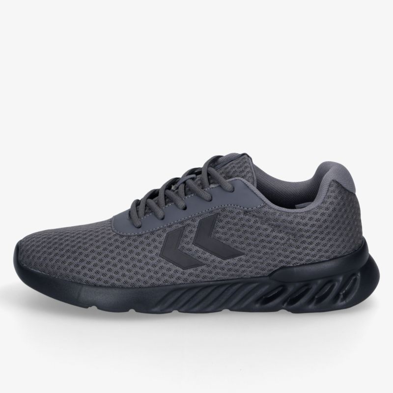 Grauer Sneaker mit atmungsaktivem Mesh, leichter und flexibler Sohle, komfortable Passform und modernem Design, seitliche Ansicht