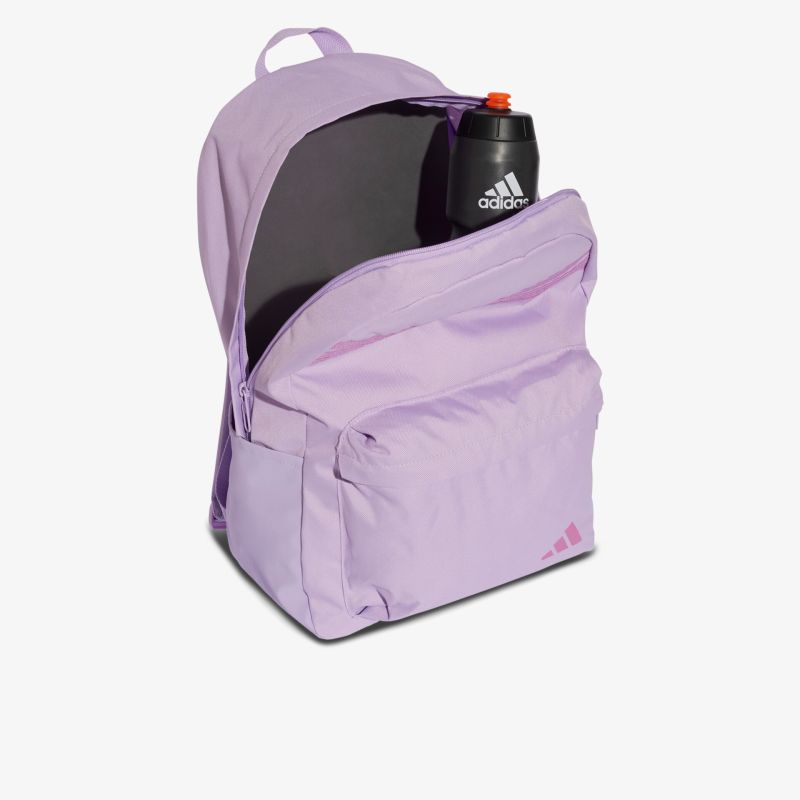 Geräumiger lila Rucksack mit Reißverschluss und Außentasche für vielseitige Nutzung und komfortablen Transport