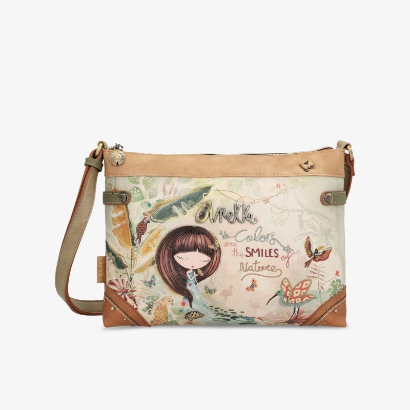 Stilvolle Schultertasche mit buntem Print, verstellbarem Riemen und praktischem Reißverschluss, ideal für unterwegs