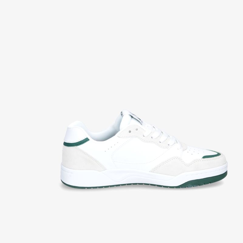 Moderner weißer Sneaker mit grünen Akzenten und stilvollem Design für sportlichen Komfort im Alltag.