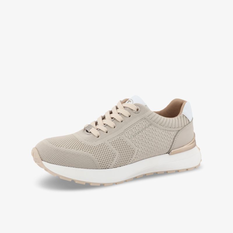 Beiger Sneaker mit leichtem, atmungsaktivem Material und modernem Design für sportlichen Komfort.