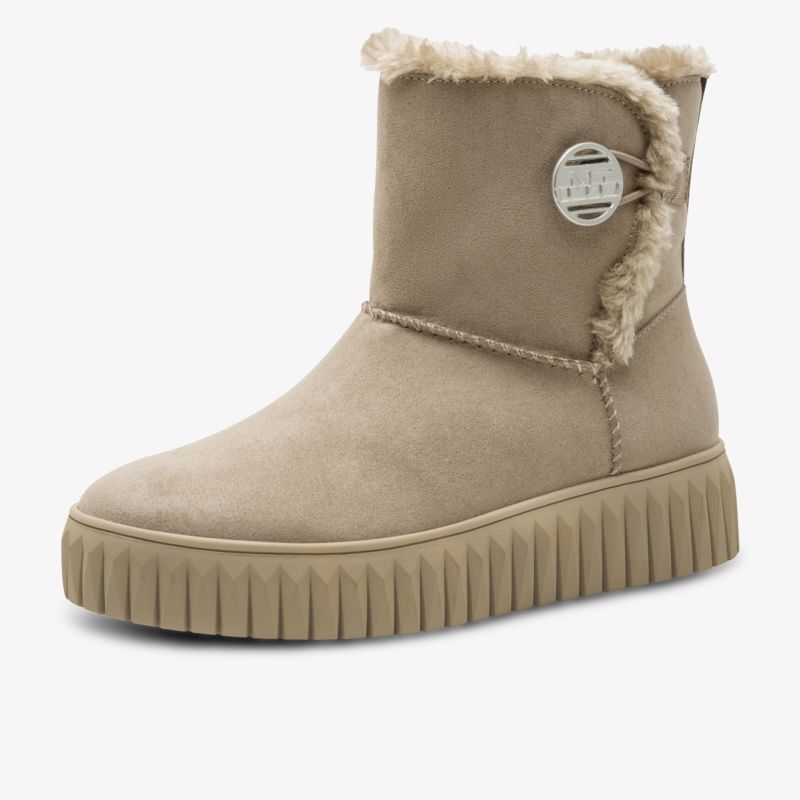 Warmer gefütterter Winterstiefel mit rutschfester, dicker Gummisohle und dekorativem Knopfverschluss