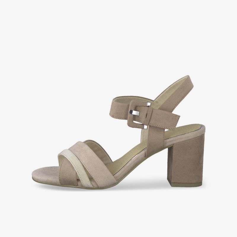 Elegante Sandalette mit komfortablem Blockabsatz und stilvollem Design in Beige für vielseitige Outfits