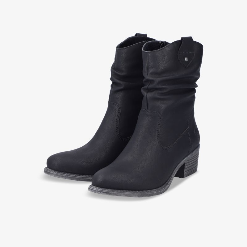 Elegante schwarze Stiefel mit mittelhohem Absatz und weichem Obermaterial für komfortablen Halt