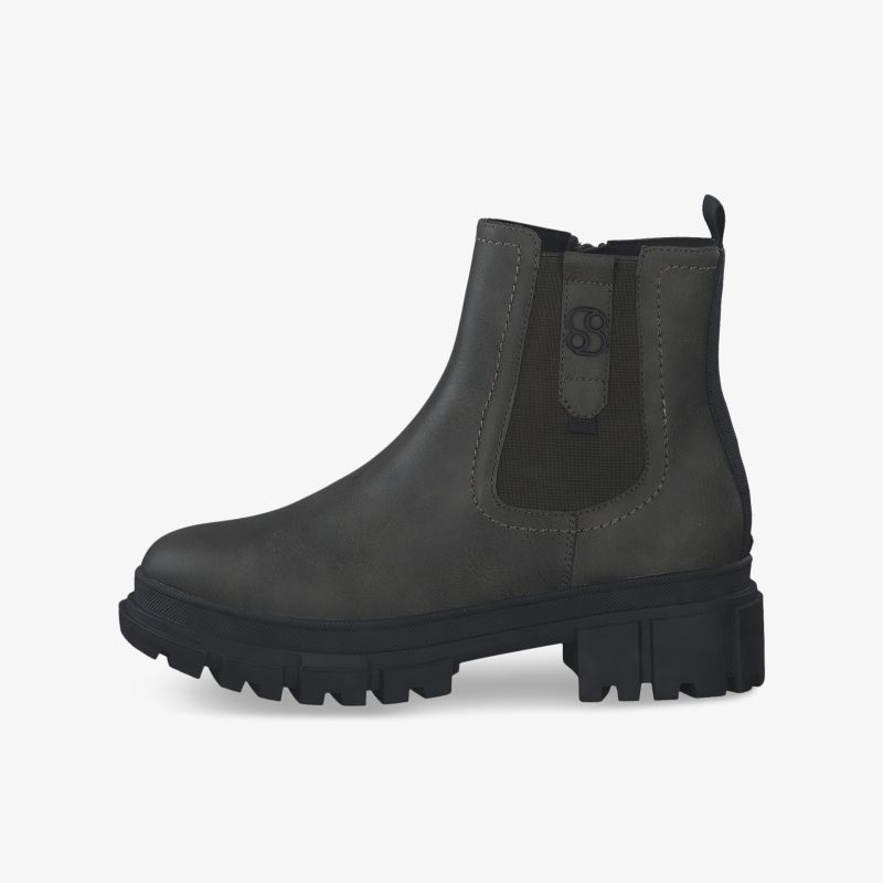 Moderner schwarzer Chelsea Boot mit rutschfester Sohle und elastischen Einsätzen für hohen Tragekomfort.