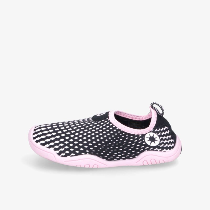 Wasserdichter Textilschuh mit rutschfester, flexibler Sohle und bequemer Passform in Schwarz und Rosa