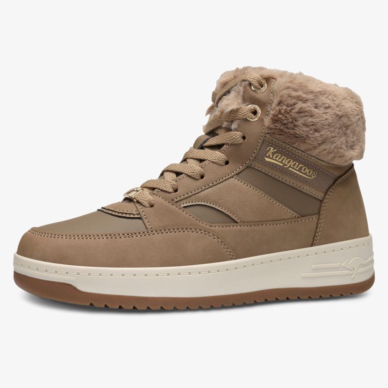Bequemer, modischer Winterstiefel mit kuscheligem Fellbesatz und rutschfester Sohle, seitliche Ansicht