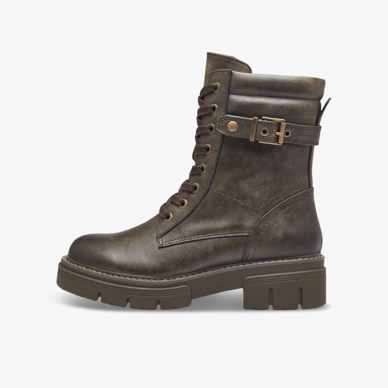 Robuster brauner Stiefel mit Schnürung, dicker rutschfester Sohle und gepolstertem Schaft für hohen Tragekomfort