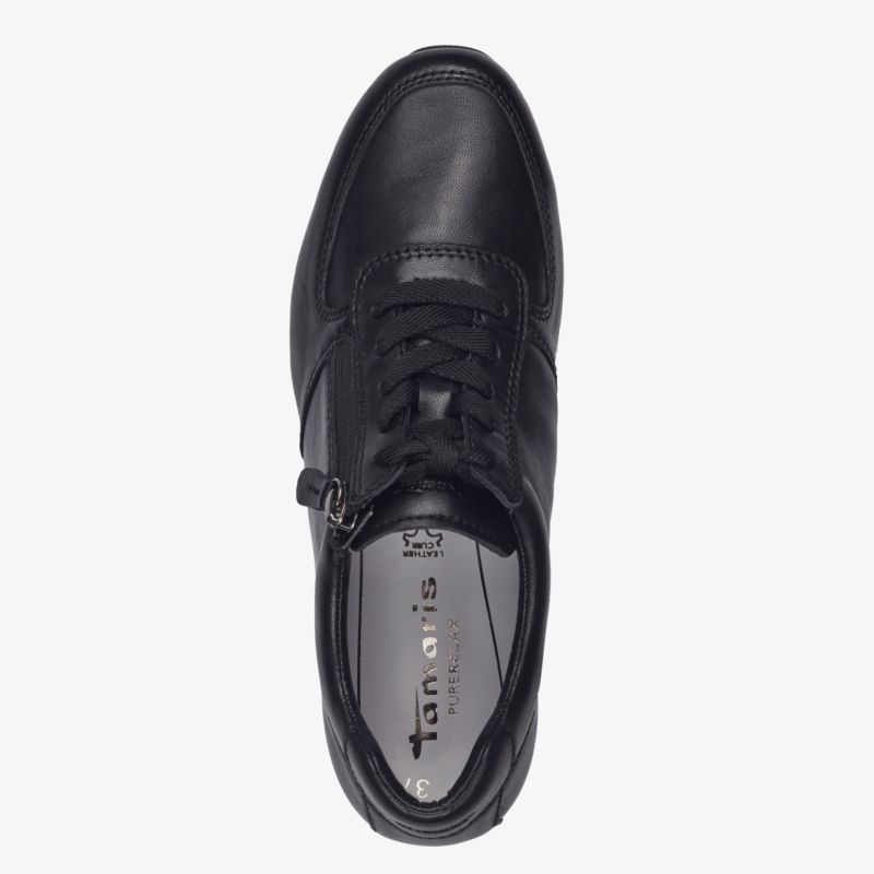 Sportlicher schwarzer Sneaker oben, bequem, leicht und strapazierfähig mit modernem Design