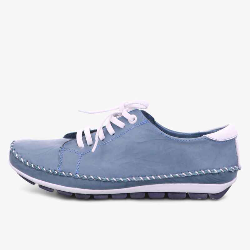 Bequeme blaue Lederschuhe mit rutschfester Sohle und stylischem Design für jeden Tag.