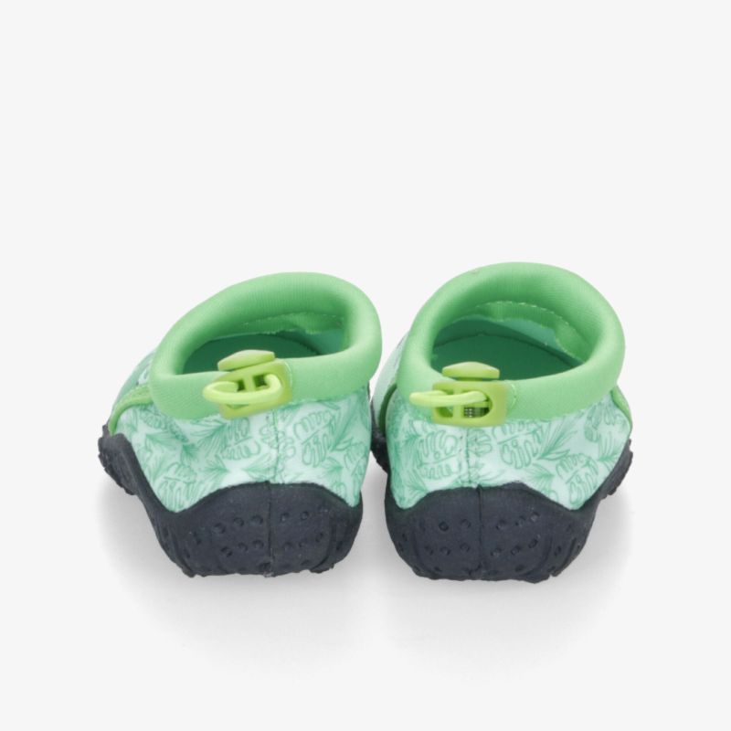 Leichte grüne Sandalen mit gepolstertem Kragen, rutschfester Sohle und praktischem Verschluss, Rückansicht