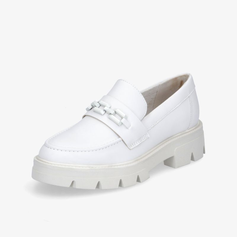 Moderner weißer Loafer aus Leder mit chunky Sohle für stilvollen und bequemen Auftritt
