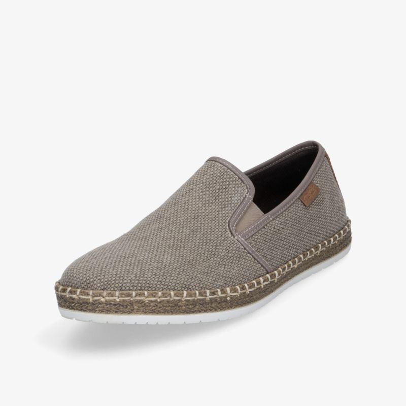 Grauer Espadrille Slip-On mit leichter, atmungsaktiver Oberfläche und bequemer flexibler Sohle, ideal für den Sommer