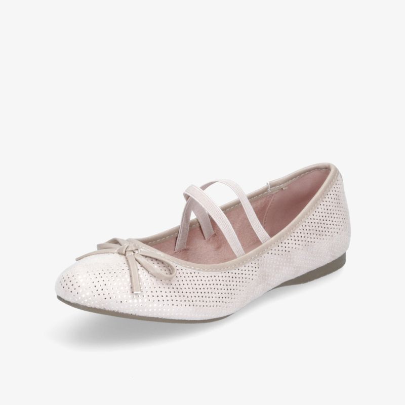 Eleganter Ballerina mit Schleife und perforiertem Design für stilvollen Komfort im Alltag.
