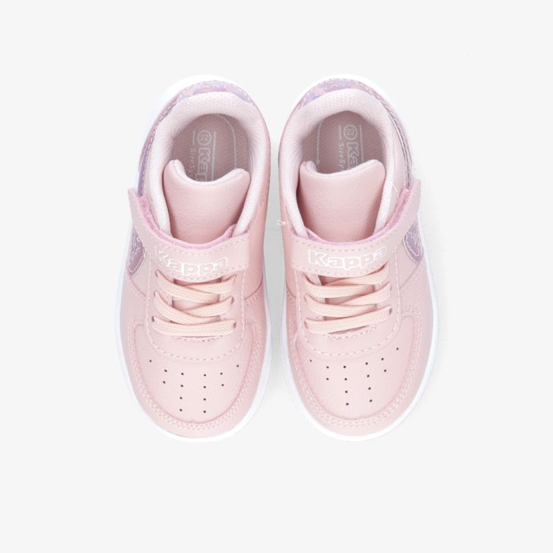 Modische rosa Sneakers mit Klettverschluss und Schnürung, ideal für sportlichen Komfort und stilvollen Look.