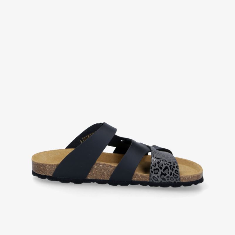 Schwarze komfortable Sandale mit verstellbaren Riemen und rutschfester Sohle für angenehmen Tragekomfort