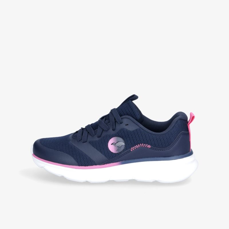 Moderner navy Sneaker mit pinken Akzenten und bequemer weißer Sohle für stylischen Komfort.