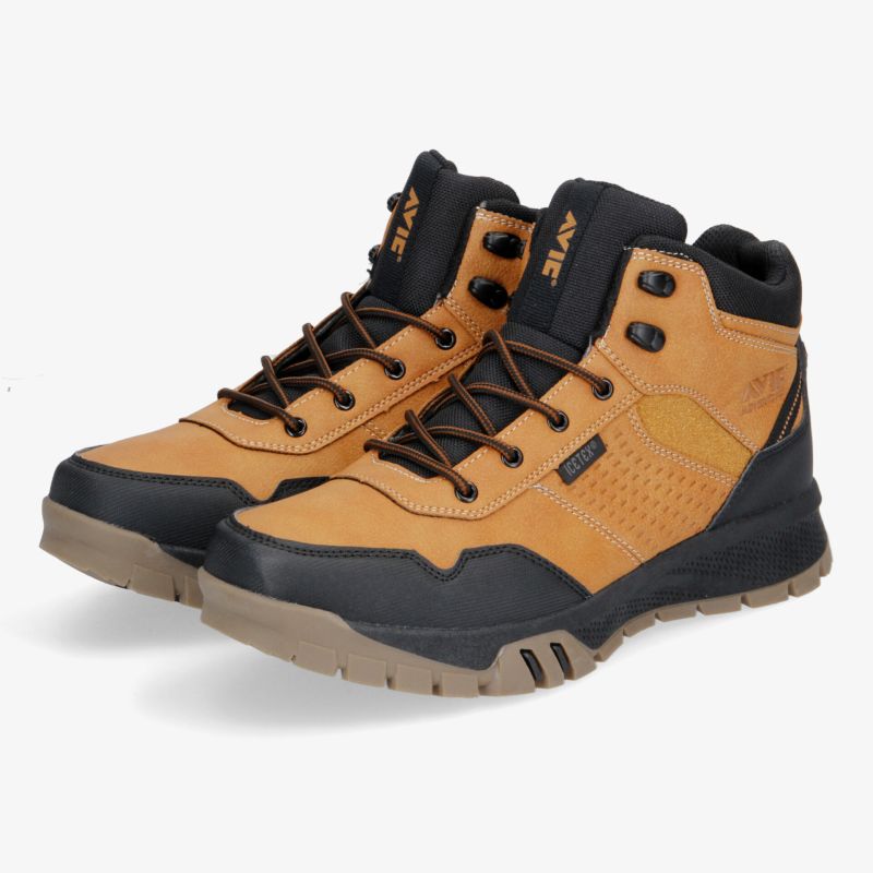 Robuste Wanderschuhe mit rutschfester Sohle und wasserabweisendem Leder. Ideal für Outdoor-Abenteuer.