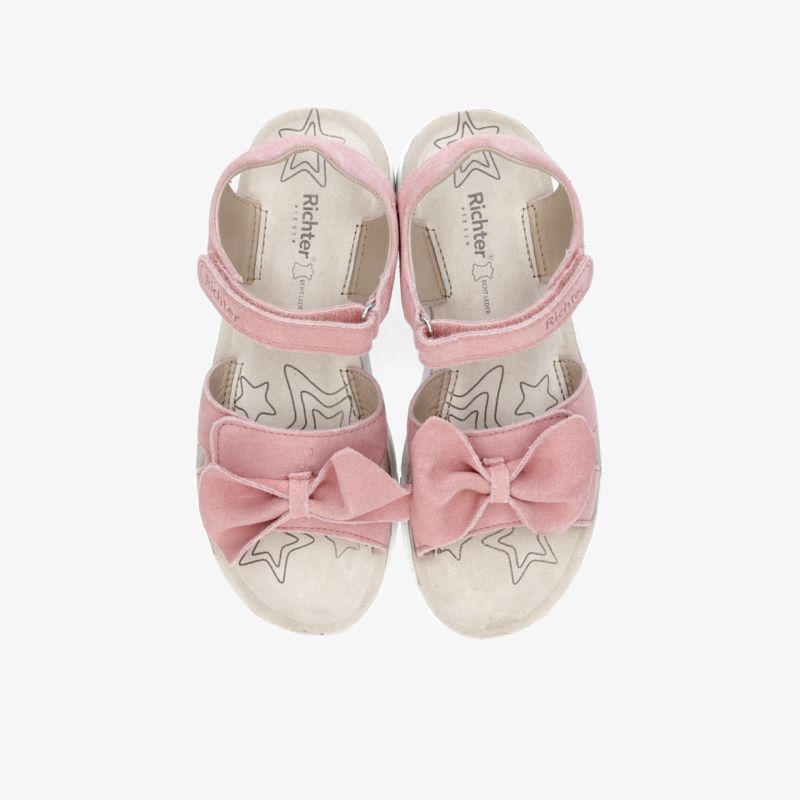 Rosa Kindersandalen mit verstellbarem Klettverschluss und dekorativer Schleife für bequemen Sitz und leichte Beweglichkeit