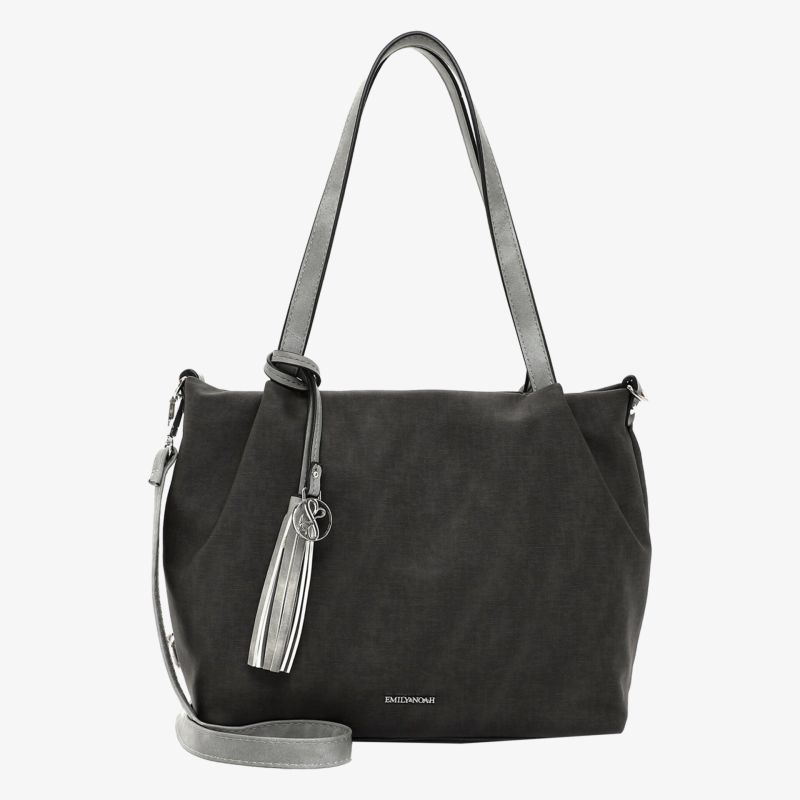 Elegante schwarze Tasche in Lederoptik mit geräumigem Hauptfach und praktischem Schulterriemen.