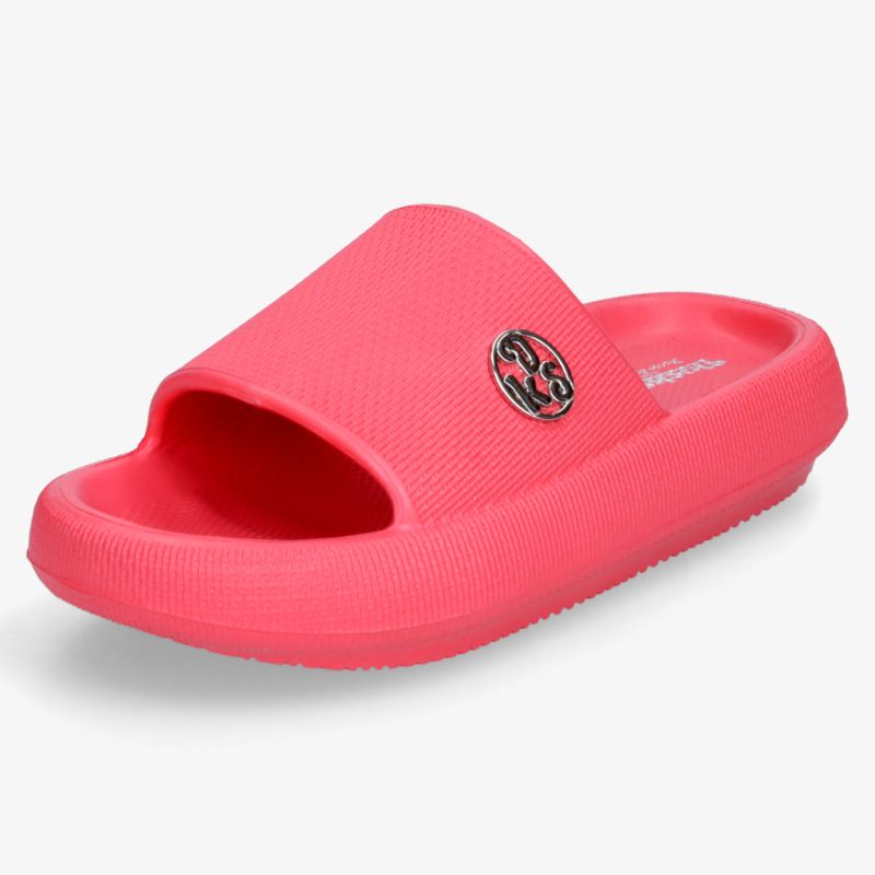 Rote bequeme Slide Sandale mit weicher Sohle und einfachem Ein- und Ausstieg