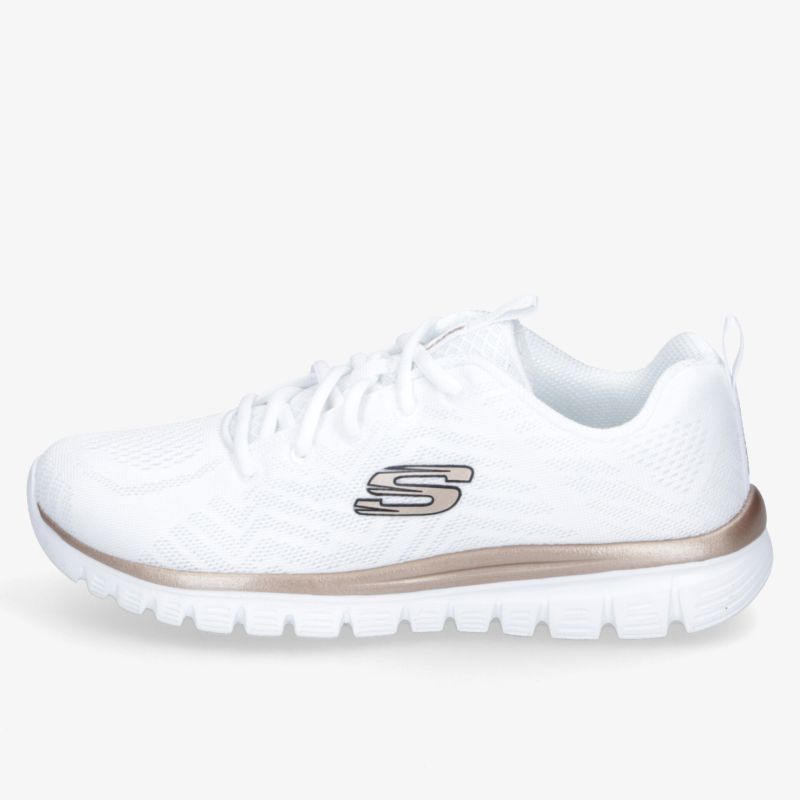 Weißer leichter Sneaker mit flexibler Sohle und modernem Design, seitliche Ansicht