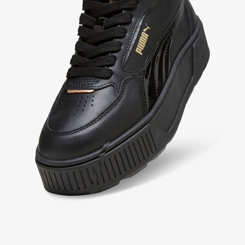 Schwarzer Sneaker mit Plattform-Sohle, modernem Design und hochwertiger Lederoptik. Perfekt für jeden Anlass.