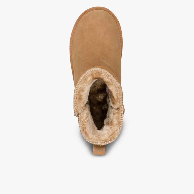 Warmer bequemer Stiefel mit weichem Innenfutter in hochwertigem Material aus der Draufsicht