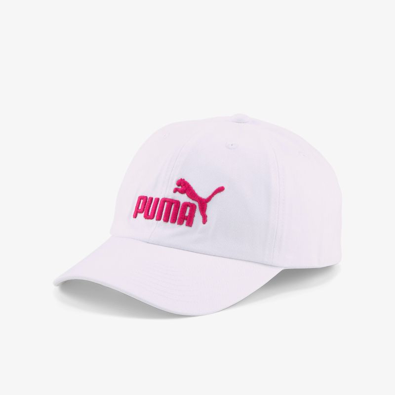 Weiße Baseball Cap mit pinkem Logo, sportliches Design, ideal für Freizeit und Sportaktivitäten