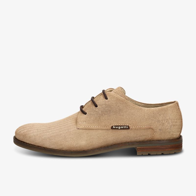 Eleganter, beiger Schnürschuh aus hochwertigem Material für vielseitigen Alltagslook und hohen Komfort.