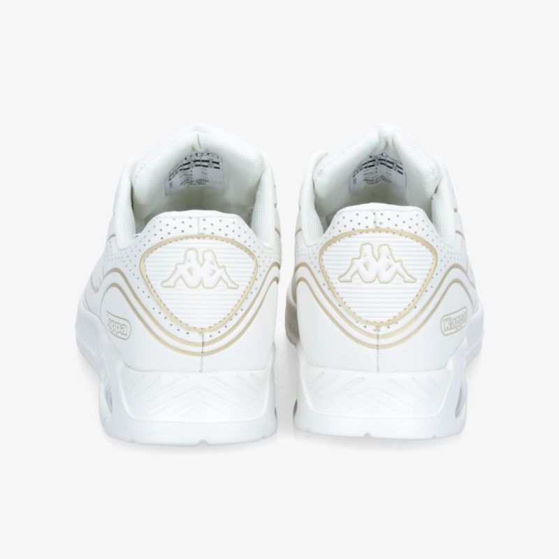 Bequeme weiße Sneaker mit stilvollem Markendesign und gepolstertem Schaft, ideal für modernen Look.