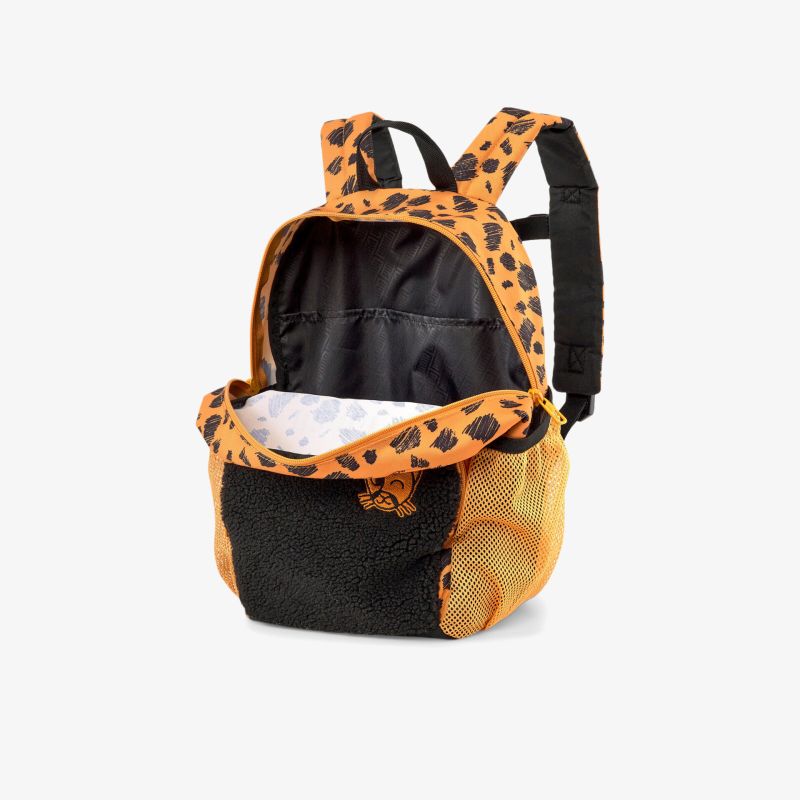 Stylischer Rucksack in lebendigem Gepardenmuster, geräumiges Innenfach mit praktischen Taschen.