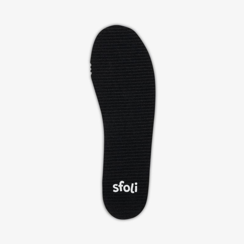 Schwarze, ergonomische Einlegesohle mit hohem Komfort und Unterstützung für verbesserte Fußgesundheit.