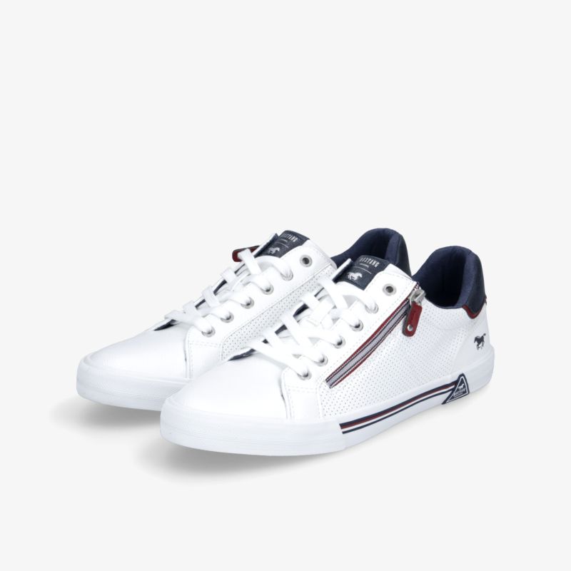 Weißer Sneaker mit Reißverschluss und Schnürung, modischer Komfort und sportliches Design