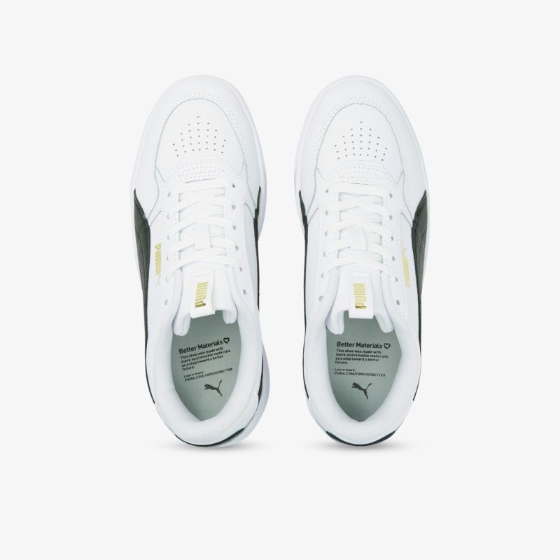 Stylishe weiße Sneaker mit schwarzem Akzent, komfortabel dank gepolsterter Innensohle und atmungsaktiver Oberfläche.