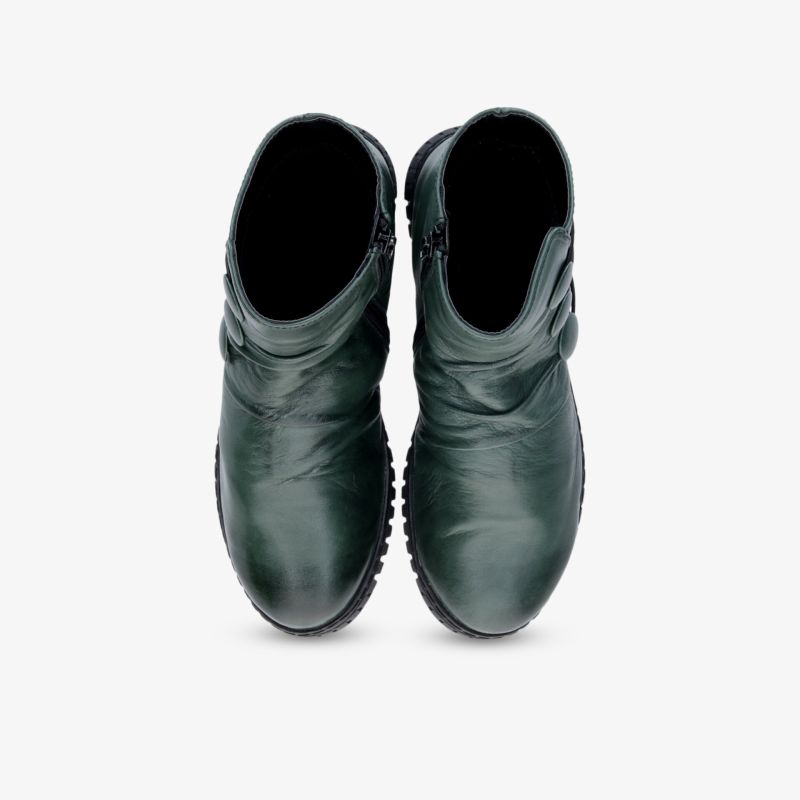Modische schwarze Stiefeletten aus glattem Leder mit Reißverschluss und bequemem, robustem Absatz