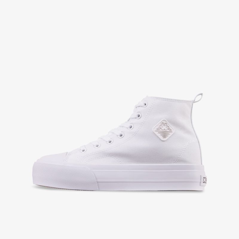 Moderner weißer High-Top Sneaker mit schlichtem Design und bequemer Passform für vielseitigen Einsatz.